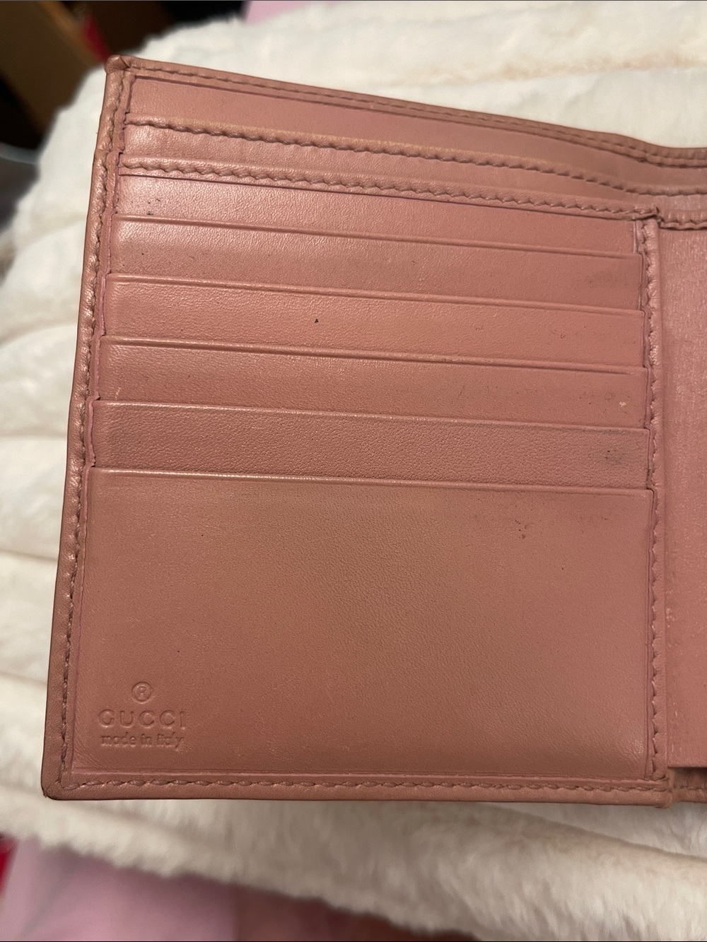 Gucci Beige GG Canvas Wallet with Pink Leather Trim - Picture 4 of 8